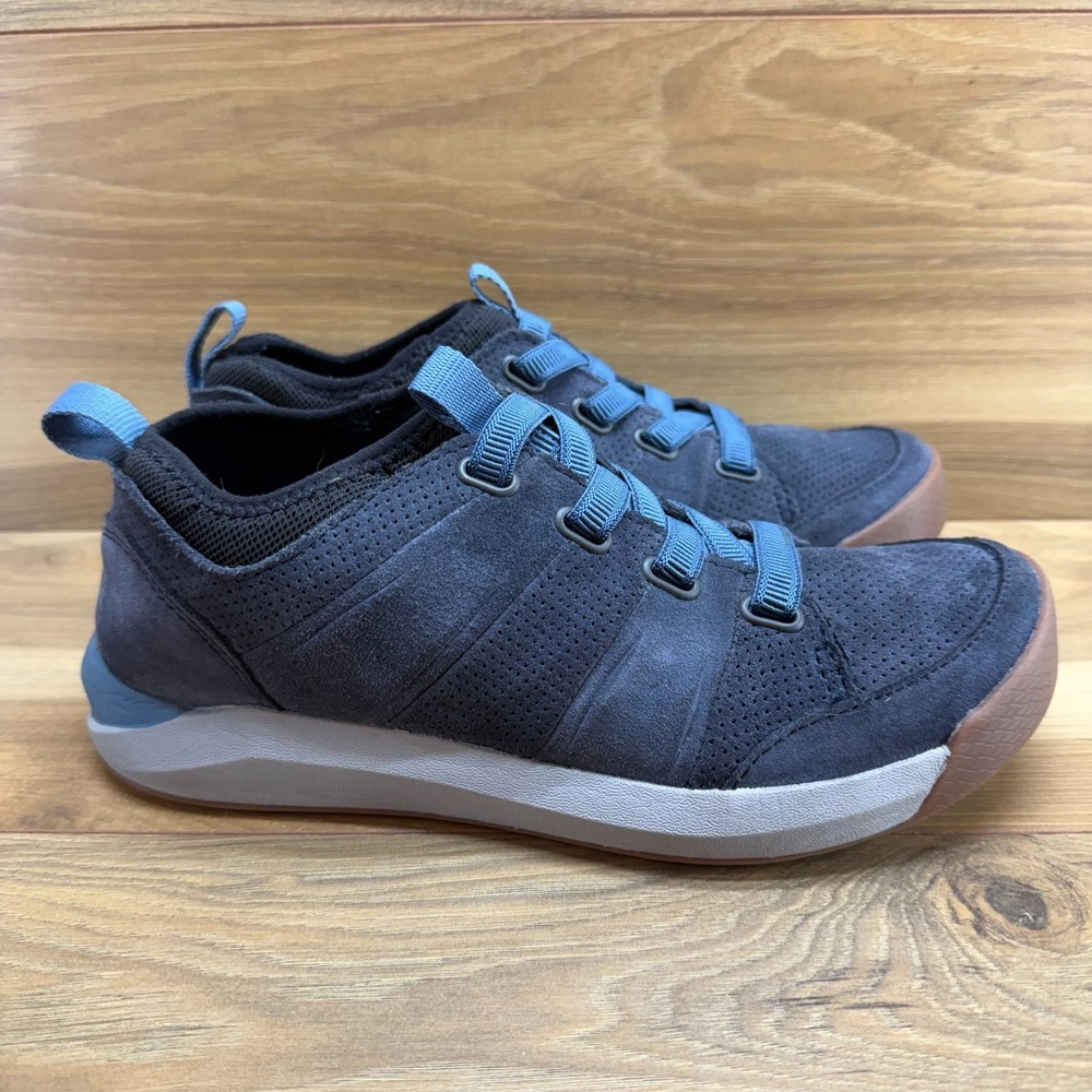 LL BEAN Vista Slip On Womens 9.5 M Blue Suede Stretch‎ Comfort Low Top Sneakers